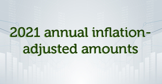 IRS: 2021 Annual Inflation Adjusted Amounts