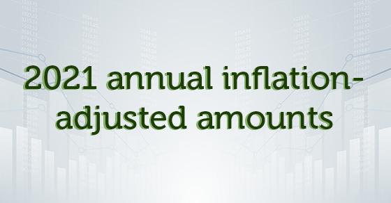 IRS: 2021 Annual Inflation Adjusted Amounts