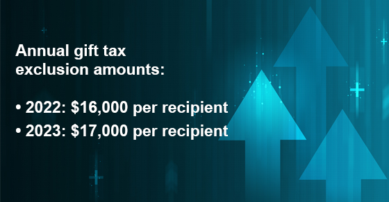 Annual gift tax exclusion amount increases for 2023